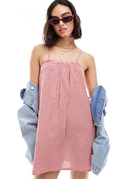 Wednesdays Girl Cami Swing Mini Dress In Red Gingham Asos