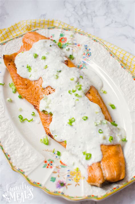 Easy Baked Salmon with Creamy Lemon Yogurt Sauce - Family Fresh Meals