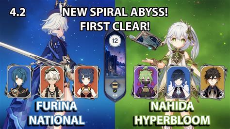 4 2 NEW SPIRAL ABYSS FIRST CLEAR C0 Furina National C0 Nahida