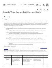 Module Three Journal Guidelines And Rubric CJ 140 T2512 Communication