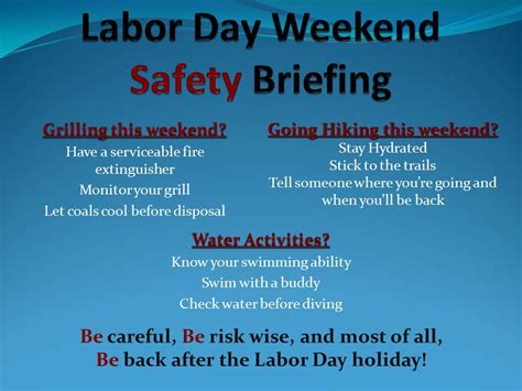 Labor Day Weekend Safety Briefing