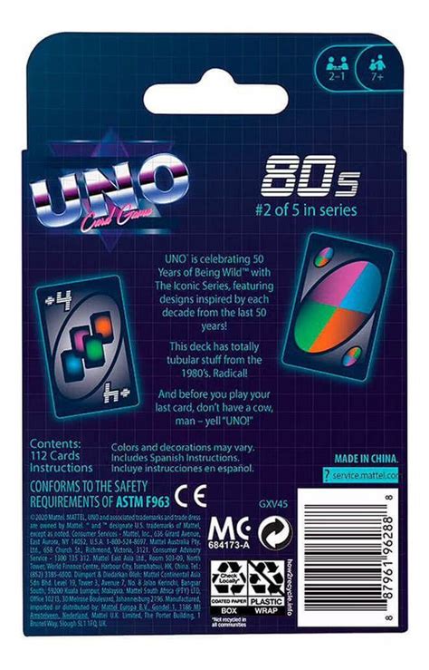 Jogo De Cartas Uno Iconic S Especial De Anos Mattel Deck De