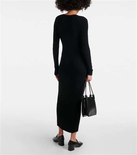 Ribbed Knit Wool Blend Maxi Dress In Black Toteme Mytheresa