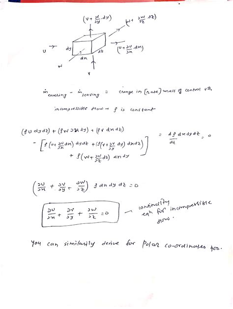 Solved 1 Derive The Continuity Mass Conservation Equation In Course Hero