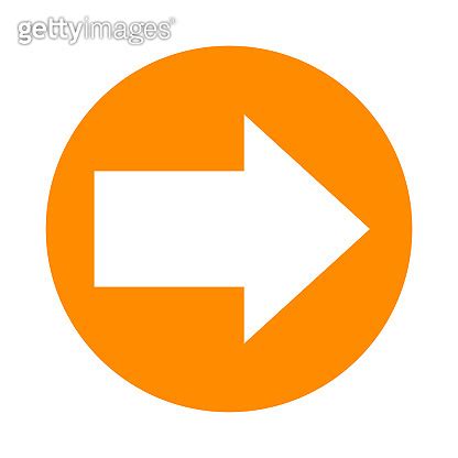 Arrow Pointing Right In Circle Orange For Icon Flat Isolated On White