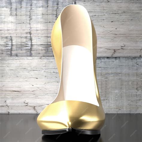 Premium Photo Single Golden High Heel Shoe With Industrial Concrete