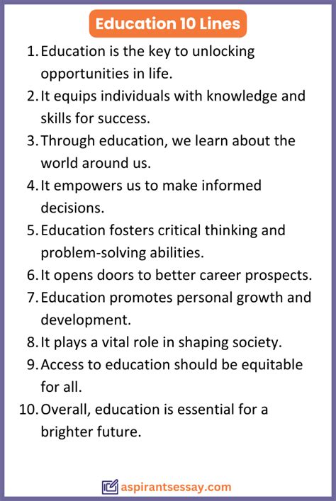 10 Lines On Education In English