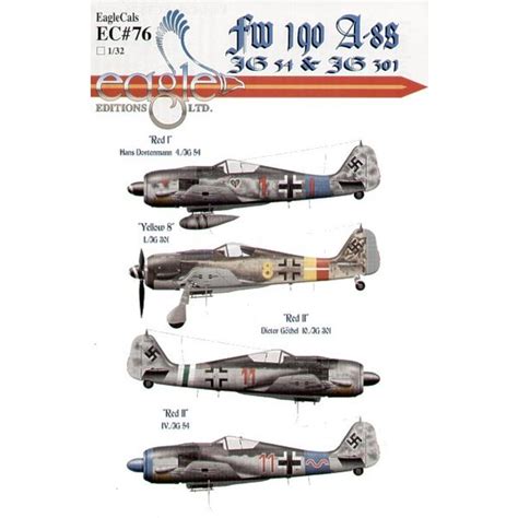 Eagle Cal Decal Decal Focke Wulf Fw 190A 4 Red 1 4 JG 54 Lt Hans