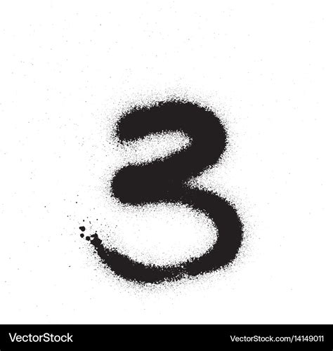 Graffiti sprayed number 3 three in black on white Vector Image