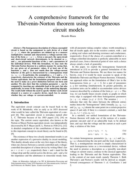 PDF A comprehensive framework for the Thévenin Norton theorem using