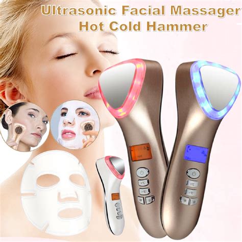 3 7v Multifunction Led Hot Cold Hammer Ultrasonic Cryotherapy Facial Lifting Vibration Massager