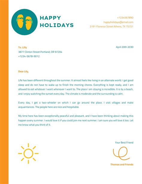 Yellow And Green Clean Business Happy Holidays Letterhead Venngage