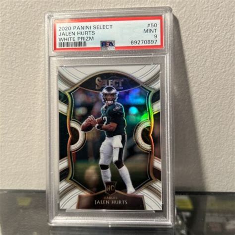 JALEN HURTS 2020 PANINI SELECT 50 RC WHITE PRIZM SSP 14 35 PSA 9 MINT