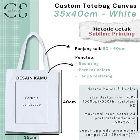 Jual 35x40 CUSTOM TOTEBAG KANVAS SATUAN MURAH CUSTOM TOTEBAG SEKOLAH