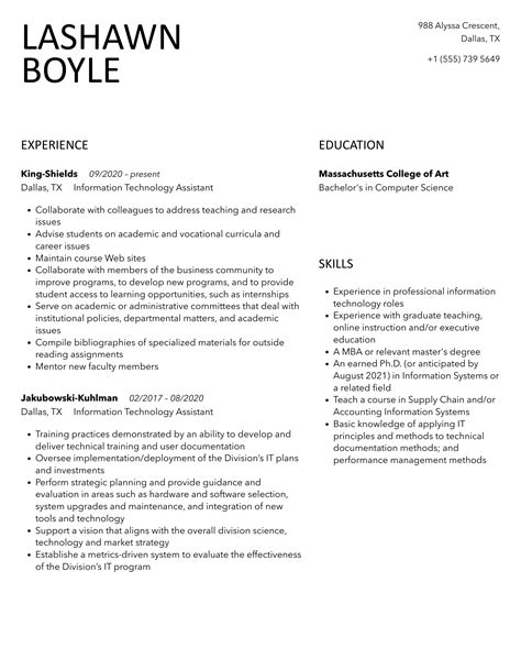 Information Technology Assistant Resume Samples Velvet Jobs