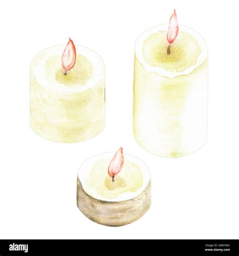 Hand Drawn Watercolor Burning Candles A Part Of The Big Holi Set Of