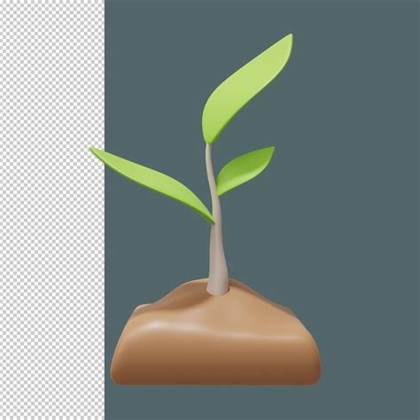 Premium PSD Green Plant In The Soil Agriculture Sprout 3D Render