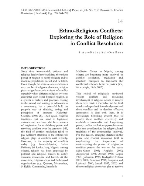 (PDF) Ethno-religious conflicts: Exploring the role of religion in conflict resolution