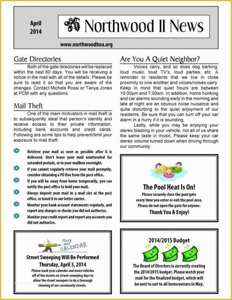 Free Hoa Newsletter Templates Printable Templates