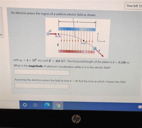 Solved Time Left 1 0 An Electron Enters The Region Of A Chegg