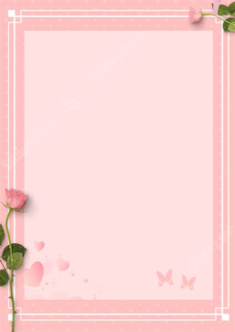 Design 520 Pink Rose Petal Frame Page Border Background Word Template ...