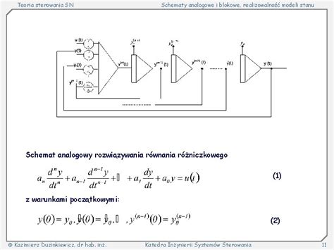 Teoria Sterowania SN Schematy Analogowe I Blokowe Realizowalno