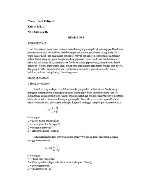 Head Loss Pdf