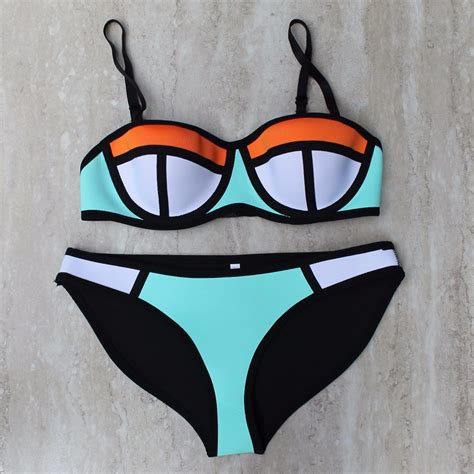 Nuevos Bikinis De Neopreno Trajes De Baño Mujer Colores Neón 299 00