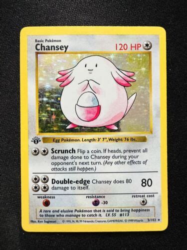 Pokémon TCG Chansey Base Set 3 102 Holo 1st Edition Holo Rare eBay