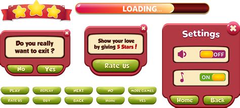 Setting Rate Us And Exit Menu Scene Pop Up With Loading Bar Game Ui