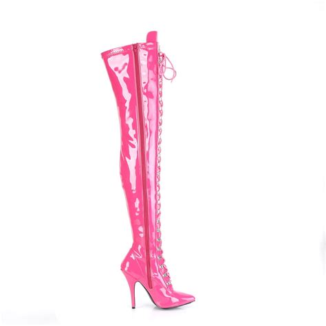 Lackleder Cm Seduce Fuchsia Overknee Stiefel Mit Schn Rung