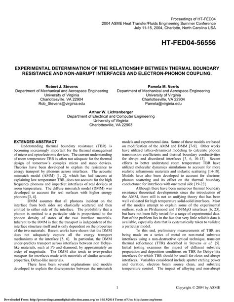 Pdf Experimental Determination Of The Relationship Between Thermal