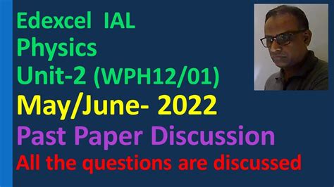 Edexcel Ial Unit May June Physics Past Paper Discussion Waves