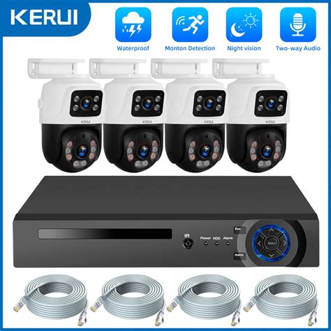 KERUI Waterproof 6MP HD POE Surveillance Camera System Dual Lens PTZ