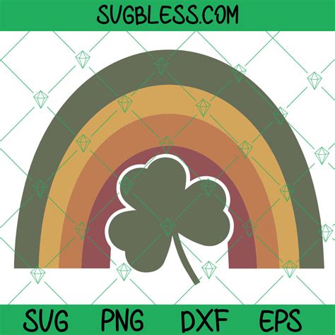 Retro St Patricks Rainbow Svg Clover Svg Shamrock Svg Svgbless