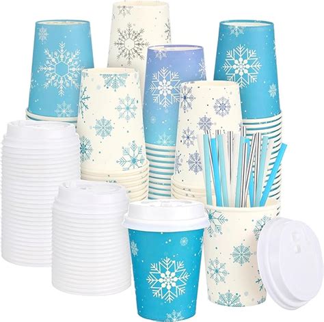 Amazon Suttmin Christmas Snowflake Disposable Coffee Cups Hot