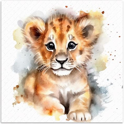 Premium AI Image | A watercolor painting of a baby tiger cub.