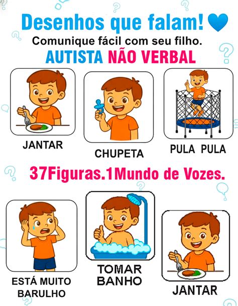 Criança Não Verbal - Cartões de Comunicação Não Verbal Menino – 37 Figuras que Transfor...