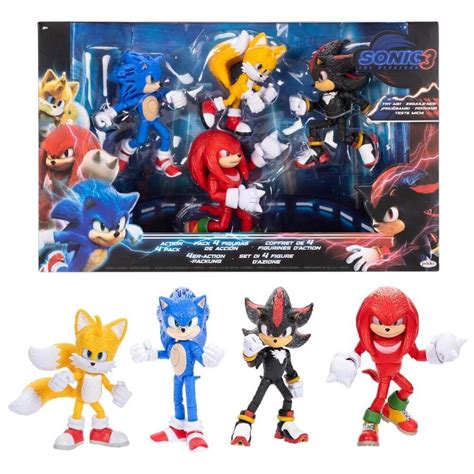 Sonic 3 O Filme Bonecos - Sonic 3 Filme - Pack 4 Bonecos - Sonic, Tails, Shadow e Knuckles ...