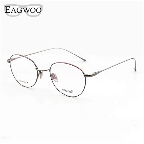 Eagwoo Pure Titanium Eyeglasses Full Rim Optical Round Vintage Nerd Frame Prescription Spectacle