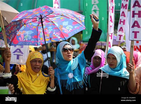 Filipino Muslim Women Join A Rally At The Philippine Senate To Coincide