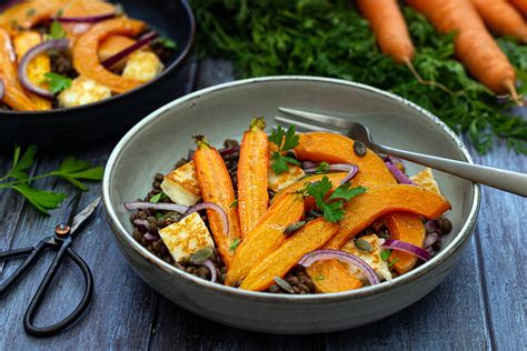 Salade De Lentilles La Butternut Et Carottes R Ties Et Halloumi