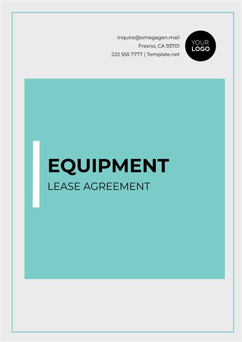 Free Equipment Lease Agreement Template To Edit Online
