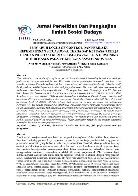 PDF Pengaruh Locus Of Control Dan Perilaku Kepemimpinan Situasional