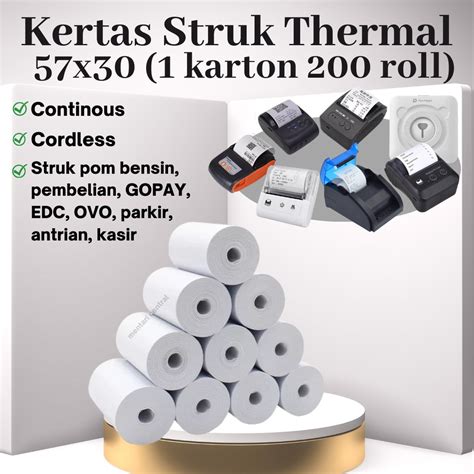 Jual Kertas Struk Kasir Paper Roll Termal Karton Roll Uk X Mm