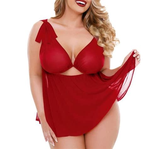 Nuisette Femme Mode Femme Plus Size Babydoll Set Mousseline Bandage Lingerie Sexy Sous Vêtements