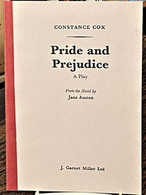 Pride And Prejudice A Play From The Novel By Jane Austen By Constance