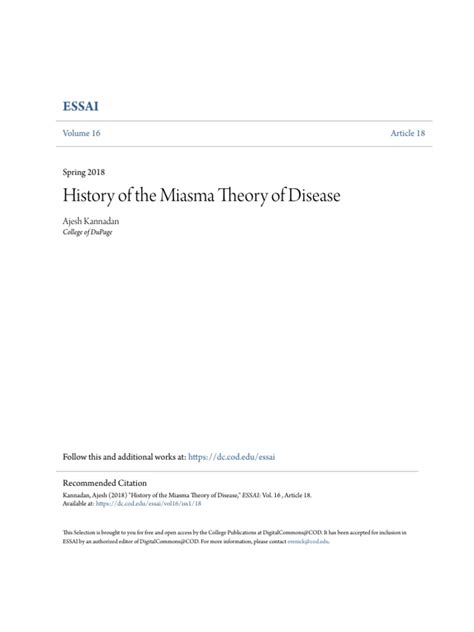 History of The Miasma Theory of Disease | PDF