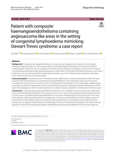 PDF Patient With Composite Haemangioendothelioma Containing