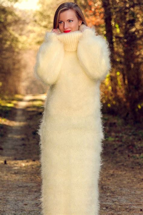 Supertanya Long Fuzzy Mohair Dress Hand Knitted Fluffy Gown Etsy Uk